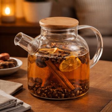 Glass Teapot with Bamboo Lid, 1.8L