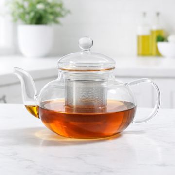 1.3L Borosilicate glass teapot with lid and strainer