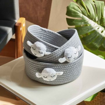 Nursery Cotton Storage Basket, Sheep Design