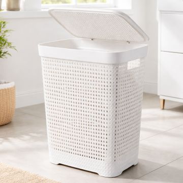 Modern laundry hamper with carry handles for easy transport