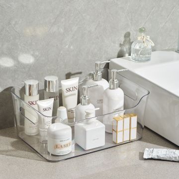 Shelf organizer container with handles