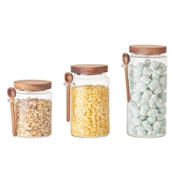 Eden & Willow Glass Kitchen Storage Jar with Acacia Lid and Spoon