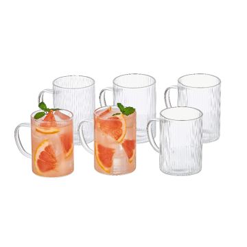 Eden & Willow Striped Glass Coffee & Espresso Cups Set of 6