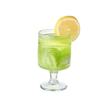 Embossed Stem Glass Cup for Wine and Cocktails