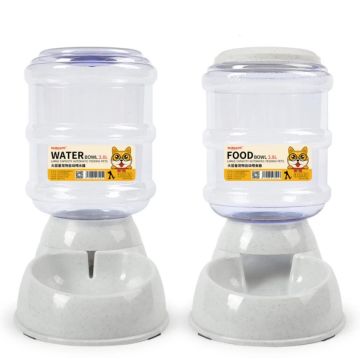 Dog and cat feeder dispenser for food and water, light grey, pack of 2