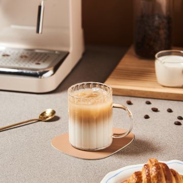 Striped Borosilicate Heat Resistant Coffee Mug with Ergonomic Handle for Hot and Cold Beverages