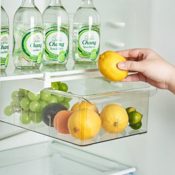 Adjustable under-shelf refrigerator drawer with slide rail system for space-saving storage