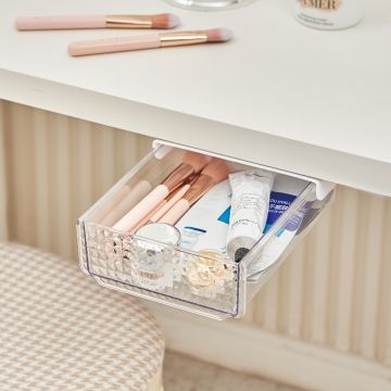Under Desk Storage Drawer Organiser with Slide Rail - Self-Adhesive Hidden Drawer for Office Use