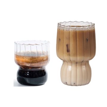 Elegant ripple wave glass cups in 300ml and 400ml sizes