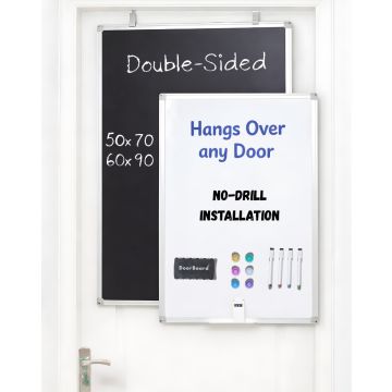 DoorBoard Double-Sided Magnetic Whiteboard and Chalkboard with Accessories