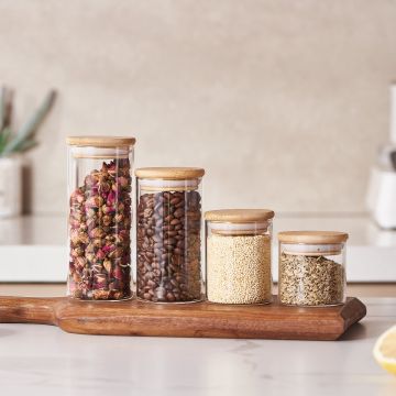 Eden & Willow Small Glass Jar with Bamboo Lid for Spices 
