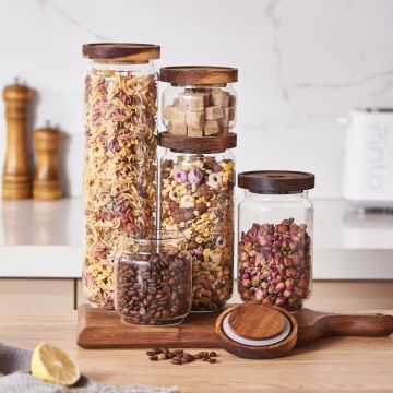 Eden & Willow Glass Kitchen Storage Jar with Acacia Wooden Lid