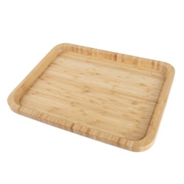 Rectangular natural bamboo serving tray with raised edges