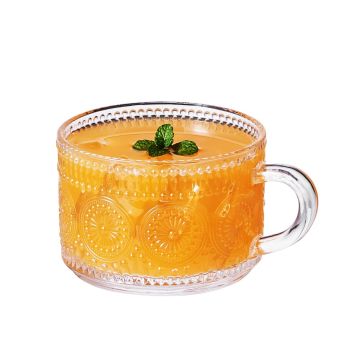Wide mouth 325ml glass cup Versatile mug for hot and cold beverages Dishwasher safe Durable