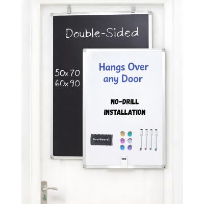 DoorBoard Double-Sided Magnetic Whiteboard and Chalkboard with Accessories