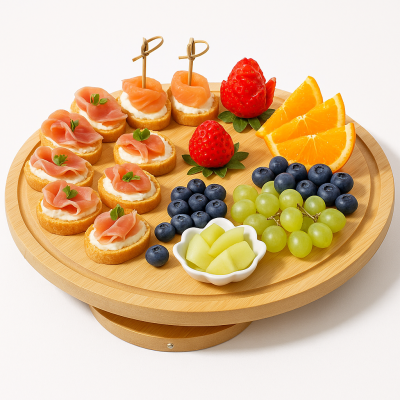 Rotating Turntable Bamboo Lazy Susan, 32cm